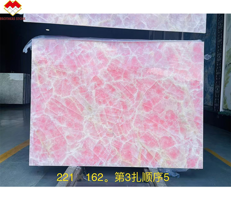 Carreaux de plancher de bureau en onyx rose avec rétroéclairage en marbre de l'âge de glace naturel