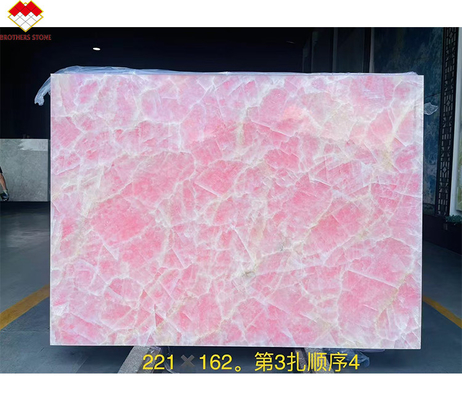Carreaux de plancher de bureau en onyx rose avec rétroéclairage en marbre de l'âge de glace naturel