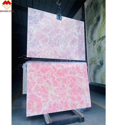 Carreaux de plancher de bureau en onyx rose avec rétroéclairage en marbre de l'âge de glace naturel