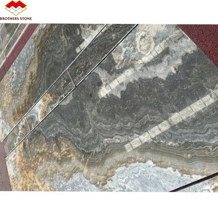 Pierre d' Onyx polissée translucide Conception moderne pour un arrière-plan naturel L' encre de jade Marbre grosse dalle