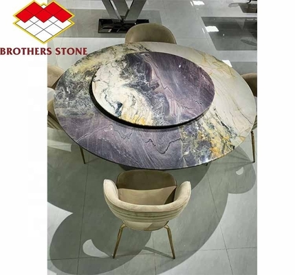 Table à manger en marbre violet poli pour le salon de la chambre moderne