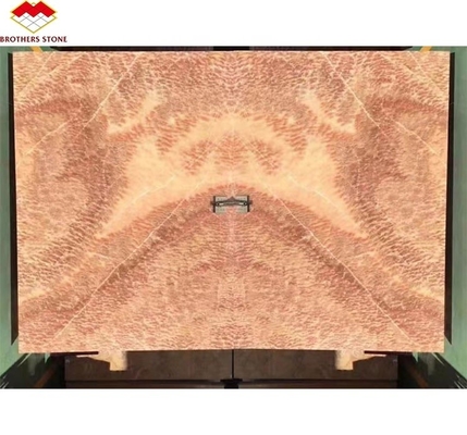 Moderne Design Polissé Marbre Bookmatch Carreaux personnalisés rétro-éclairés Rouge Dragon Jade Onyx Mur