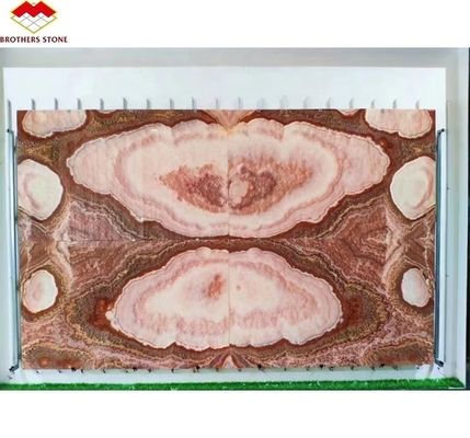 L'éclairage rétroéclairé rouge Onyx marbre de pierre de livre correspondant à la dalle pour la table de marbre transparent modèle