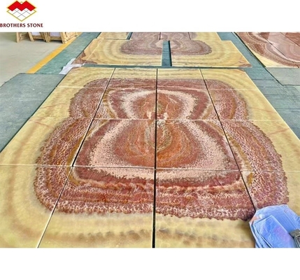 L'éclairage rétroéclairé rouge Onyx marbre de pierre de livre correspondant à la dalle pour la table de marbre transparent modèle