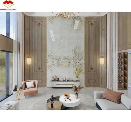 Décoration de panneaux muraux intérieurs à domicile avec panneau de fond de télévision en marbre en onyx rétroéclairé moderne
