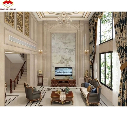 Décoration de panneaux muraux intérieurs à domicile avec panneau de fond de télévision en marbre en onyx rétroéclairé moderne