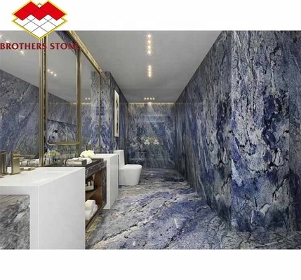 Tableau de cuisine moderne de luxe du Brésil, bleu foncé, saphir, marbre, grande dalle