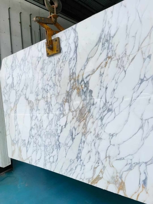 Murs et revêtements de sol de design moderne Tableau en marbre blanc neigeux avec veines brunes