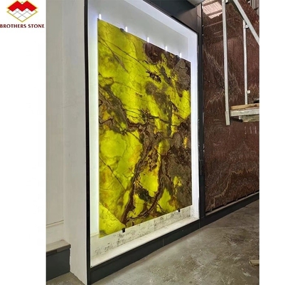 Panneau rétroéclairé en marbre d'onyx vert pour le design graphique moderne et la décoration murale