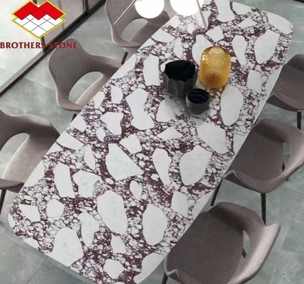 Moderne Calacatta Viola Marbre blanc avec des dalles de veines violettes Élevez votre salle à manger Table ensemble Cuisine Bureau Escalier salle de bain