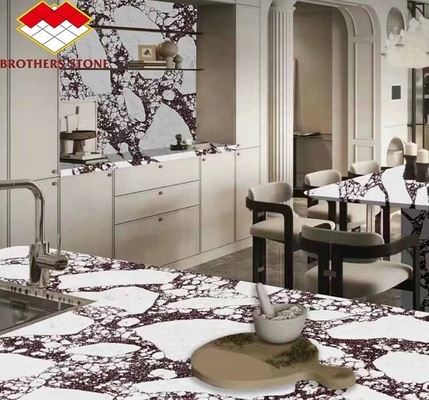 Moderne Calacatta Viola Marbre blanc avec des dalles de veines violettes Élevez votre salle à manger Table ensemble Cuisine Bureau Escalier salle de bain