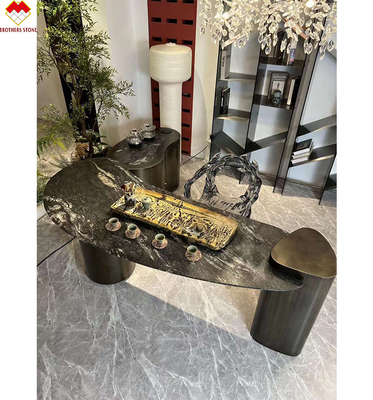 Composant Lavabo Polie Quartzite Noir Vanité Top pour la conception de salle de bain de fin au Brésil