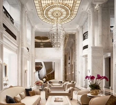 Villa de luxe de style moderne du Moyen-Orient Ambre beige et marbre blanc Lavabo Design intérieur