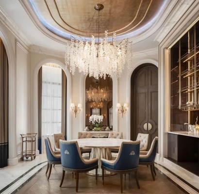 Villa de luxe de style moderne du Moyen-Orient Ambre beige et marbre blanc Lavabo Design intérieur