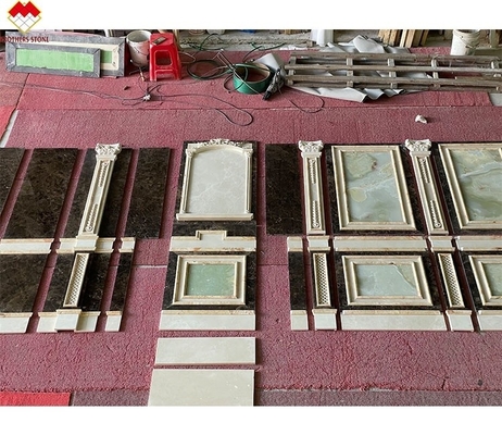 Couche de peinture en crème polie Beige vert Onyx Mur de marbre revêtement de fond de villa design moderne