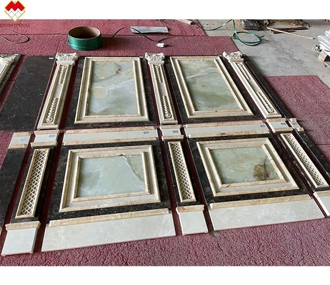 Couche de peinture en crème polie Beige vert Onyx Mur de marbre revêtement de fond de villa design moderne
