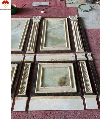 Couche de peinture en crème polie Beige vert Onyx Mur de marbre revêtement de fond de villa design moderne
