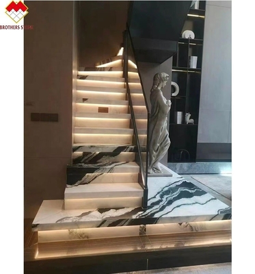 Peinture à l'encre chinoise translucide Carreaux d'escalier en marbre en blanc panda pour lavabo