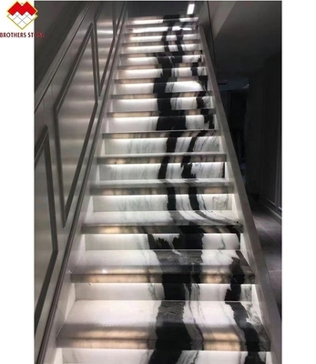 Panneau d'escalier intérieur avec LED Panda marbre blanc trottoirs et ascenseurs pour la villa vérifiée