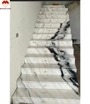 Design d'escalier de villa Carreaux d'escalier en marbre dolomite en blanc panda avec surface poli