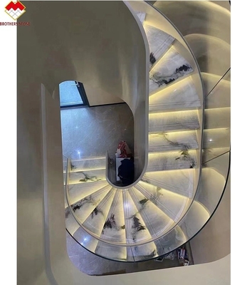 Design d'escalier de villa Carreaux d'escalier en marbre dolomite en blanc panda avec surface poli