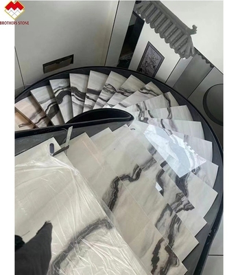 Design d'escalier de villa Carreaux d'escalier en marbre dolomite en blanc panda avec surface poli
