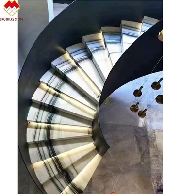 Épaisseur de 18 mm Grande dalle moderne Panda naturel Blanc Marbre Escalier en spirale