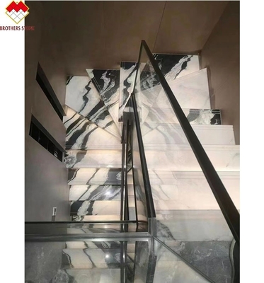 Épaisseur de 18 mm Grande dalle moderne Panda naturel Blanc Marbre Escalier en spirale