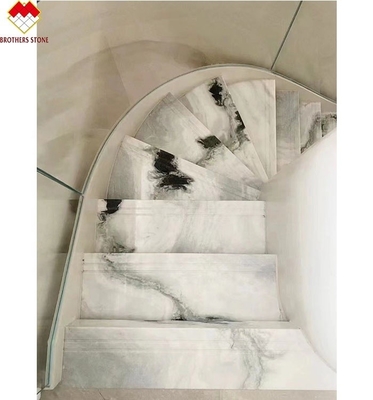 Épaisseur de 18 mm Grande dalle moderne Panda naturel Blanc Marbre Escalier en spirale