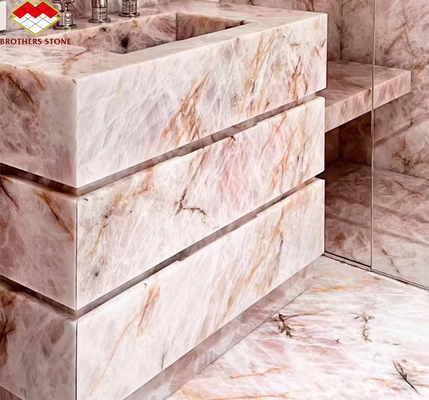 Grande dalle de marbre cristallique finement décorée pour un design de lavabo moderne et luxueux