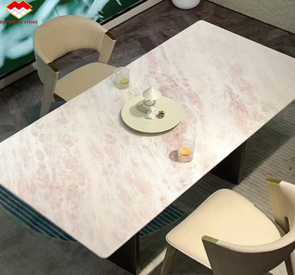 Pierre de marbre rose naturel pour table à manger moderne dans les hôtels