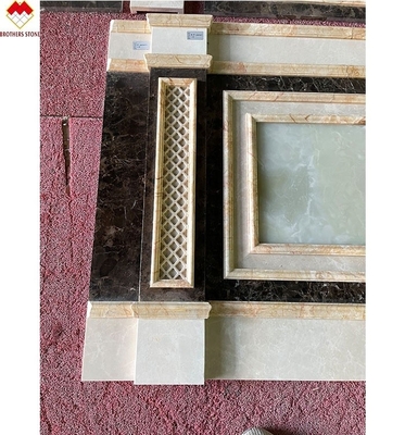 Grande dalle Emperador marbre panneau mural conception de la colonne sculptée pour la crème Beige dalle de marbre
