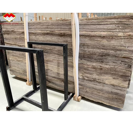 Carreaux de marbre de travertin pour hôtel villa en pierre d'argent poli revêtement et décoration