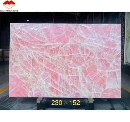 Lampes en pierre tranchante rose cristallin moderne en onyx pour le panneau de fond murale rétroéclairée