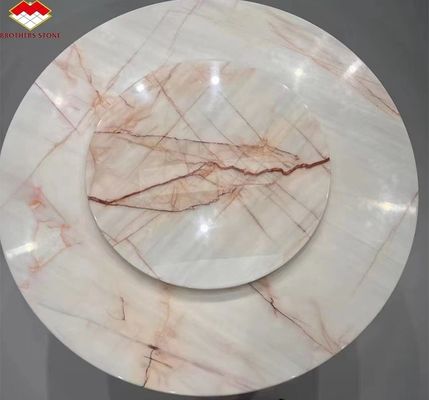 Table à manger ronde de luxe moderne avec des veines rouges