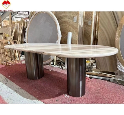Palissandro Table en marbre bleu Table à manger moderne avec dessin et taille 180*90cm