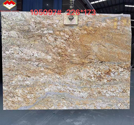 Hôtel de design moderne ornemental Granit blanc avec veines dorées 20 mm Grandes dalles polies