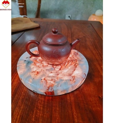 Vaisselle de table polie avec 18 20 mm Lumi Stone Onyx Mat tasses à thé et sous-tentes en marbre Onyx