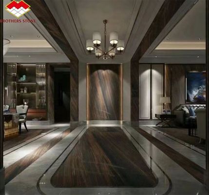 Planche de sol de style moderne pour hôtel personnalisée sable doré sable mouvant marbre de granit brun
