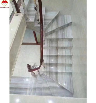 Escalier en marbre blanc avec LED taille personnalisée