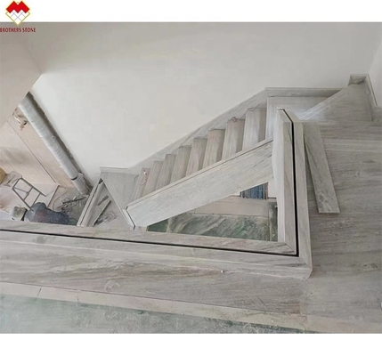Escalier en marbre blanc avec LED taille personnalisée