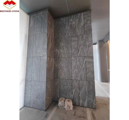 Hôtel moderne Matt Finition de surface de pierre naturelle gris foncé granit avec veines blanches Escalier