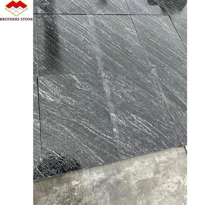 Hôtel moderne Matt Finition de surface de pierre naturelle gris foncé granit avec veines blanches Escalier