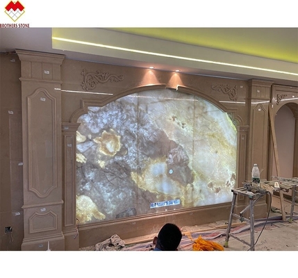 Décoration de l'hôtel et de la villa avec un style de design moderne En arrière-plan en dalles de marbre en onyx bleu