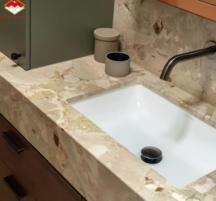 Conception d'hôtel moderne Monet polie jardin marbre grande dalle pour salle de bains vanité lavabo