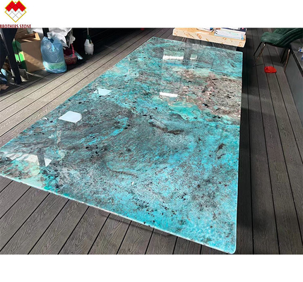 Grande assiette multicolore verte guatémaltèque Verte table à manger en marbre