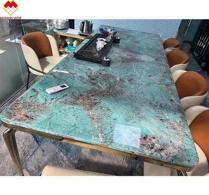 Grande assiette multicolore verte guatémaltèque Verte table à manger en marbre