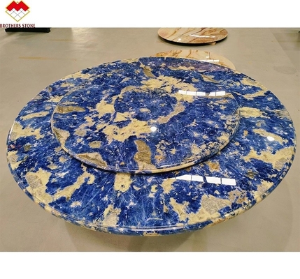 Table à manger avec bassin de pierre bleue bolivienne translucide