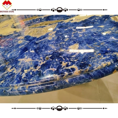 Table à manger avec bassin de pierre bleue bolivienne translucide