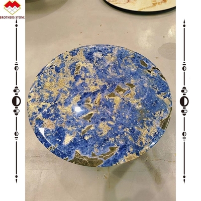 Table à manger avec bassin de pierre bleue bolivienne translucide
